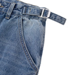 Pleated Vintage Wash Denim Baggy Jeans