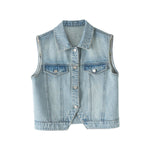 Relaxed Fit Button-Front Denim Vest