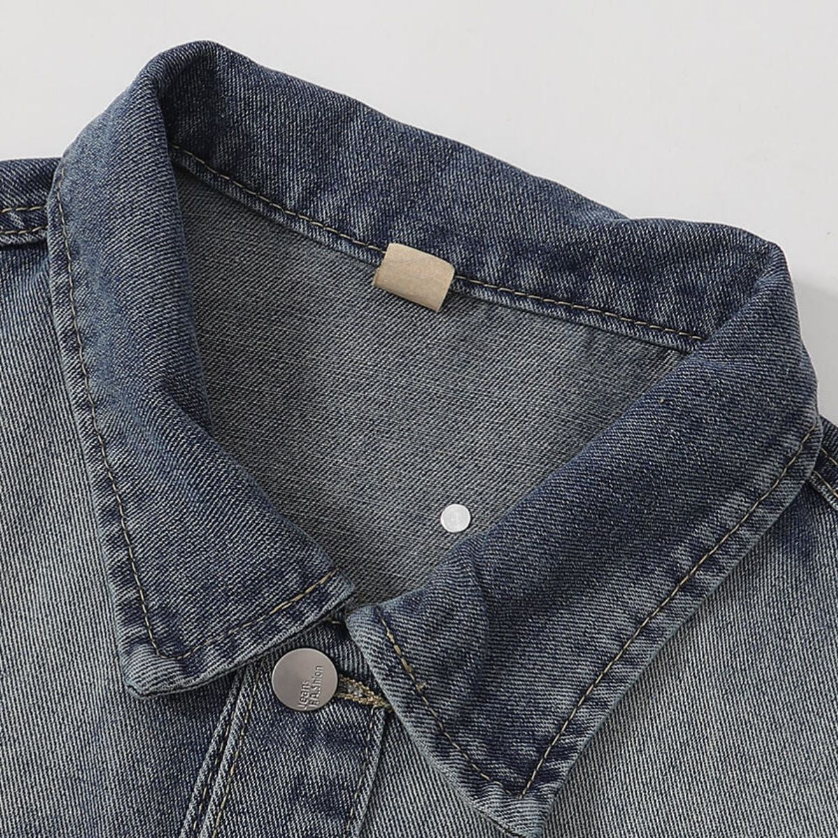 Silver Metal Flower Studs Denim Jacket