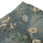 Smoke Rise Wide Leg Floral Print Denim Pants