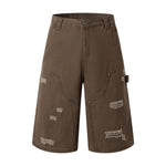 Vintage Washed Distressed Utility Bermuda Shorts
