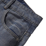 Vintage Washed Curved-Leg Denim Jeans
