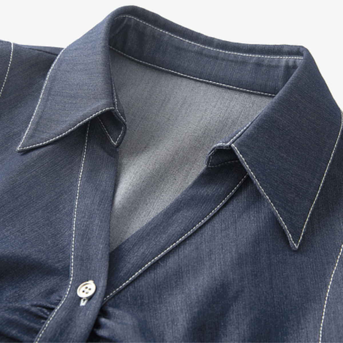 Button Front Denim Sleeveless Midi Shirt Dress