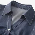 Button Front Denim Sleeveless Midi Shirt Dress