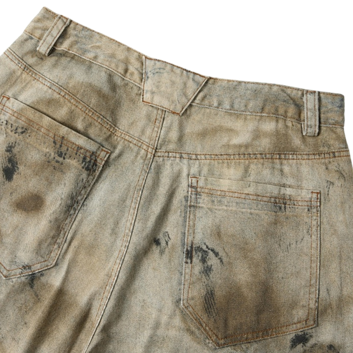 Vintage Mud-Washed Denim Texture Bermuda Shorts