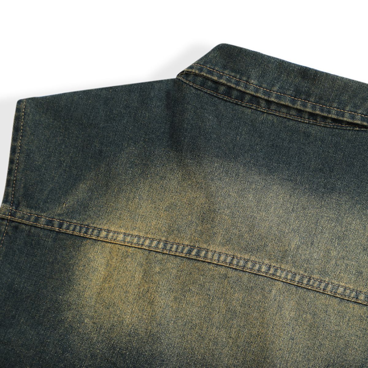 Button-Front Washed Denim Vest