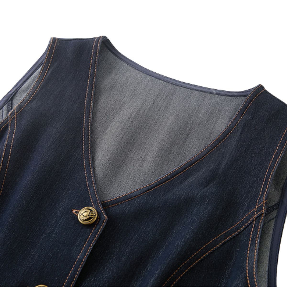 V-Neck Sleeveless Denim Midi Dress