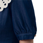 Butterfly Collar Puff Sleeve Denim Mini Dress