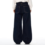 Wide Leg Dark Denim Jeans Classic Fit