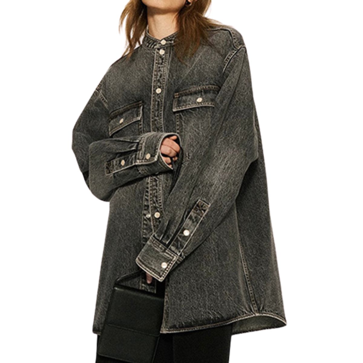 Oversized Washed Denim Shacket