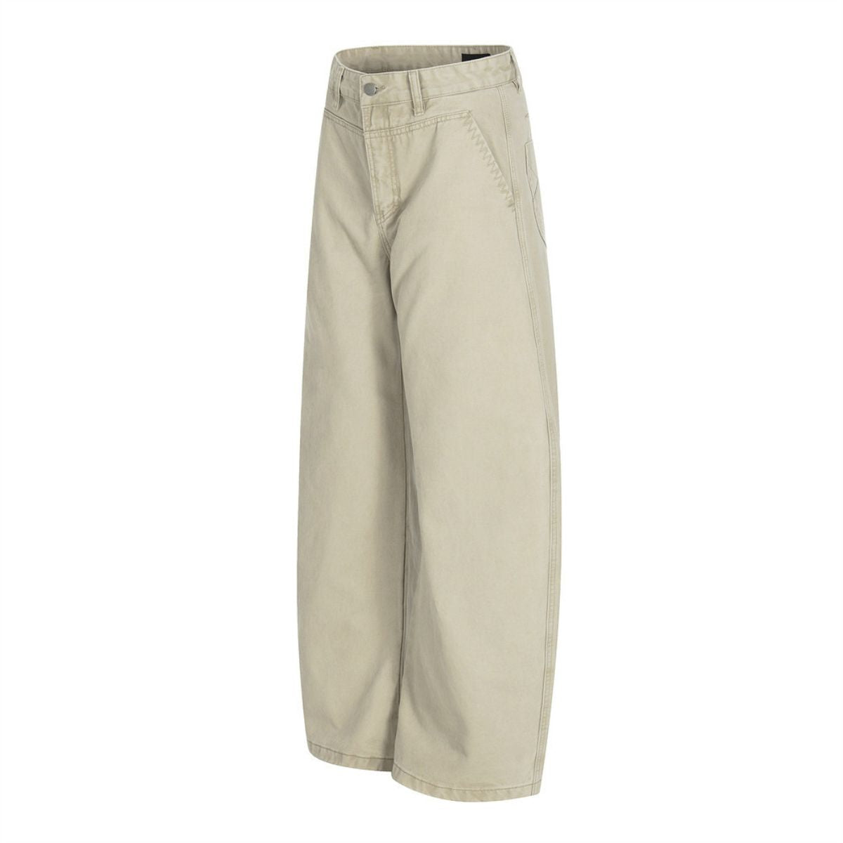 Vintage Scimitar-Wash Pleated Loose-Fit Wide-Leg Pants