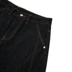 Washed Contrast-Stitch Baggy Relaxed Carpenter Denim Pants