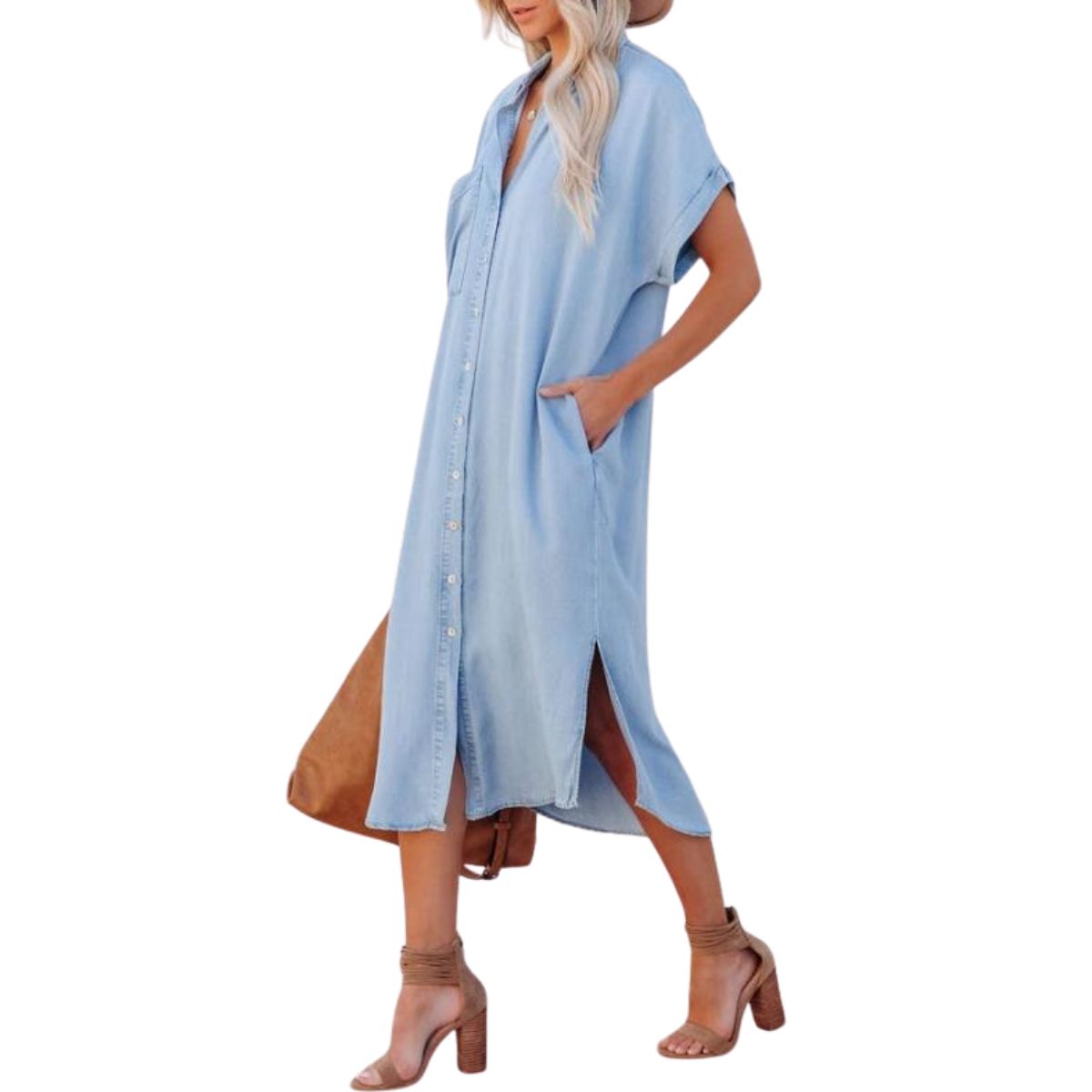 Oversized Denim Midi Shirtdress