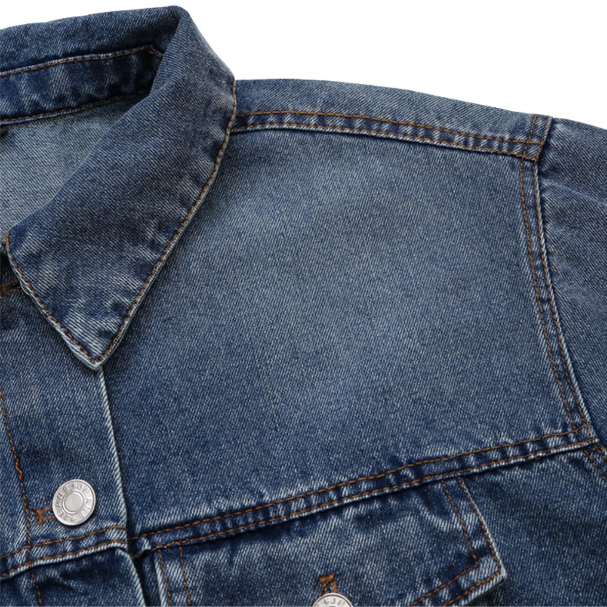 Cropped Raw Hem Washed Denim Jacket