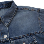 Cropped Raw Hem Washed Denim Jacket