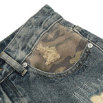 Smoke Rise Stitched Camo Ripped Denim Jeans