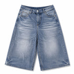 Vintage Wash Wide Leg Denim Shorts