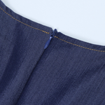 Round Neck A-Line Denim Midi Dress