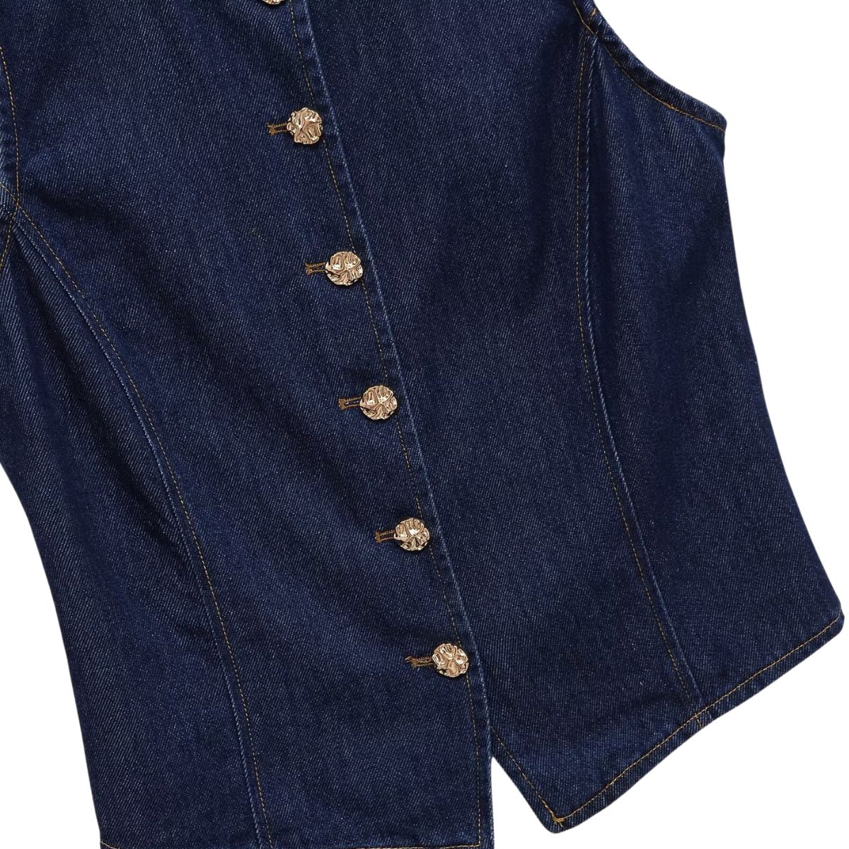 Women's Gold Button Denim Vest