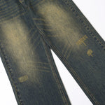 Mud Dyeing Wash Denim Ripped Jeans-INNBLAC Fashion Apparel