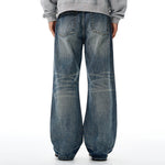 Distressed Hem Light Wash Wide Leg High Rise Jeans
