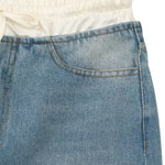 Double Waistband Washed Denim Mini Skirt