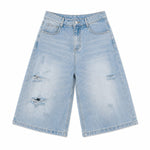 Distressed Light Wash Denim Shorts