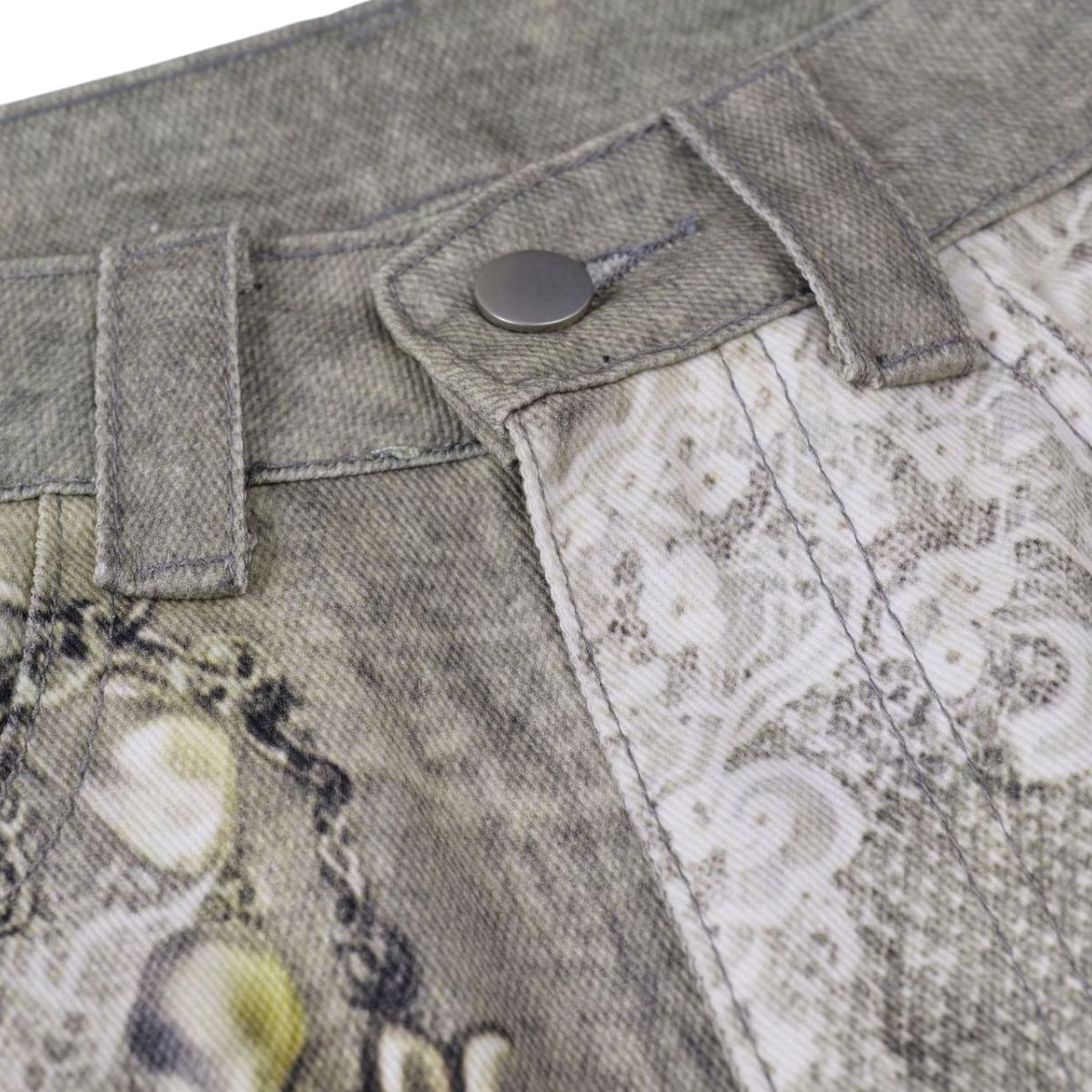 Smoke Rise Lace Print Straight Leg Ripped Jeans