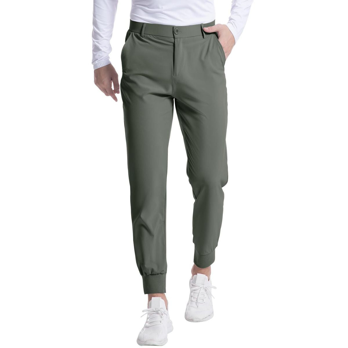 Men's Jogger Golf Pants Elastic Waist Stretch Casual Tapered Trousers