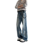 Vintage Stone Wash Relaxed Straight Leg Denim Jeans