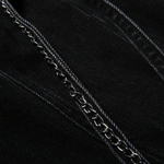 Embroidered Beaded Denim Metal-Strap Mini Dress