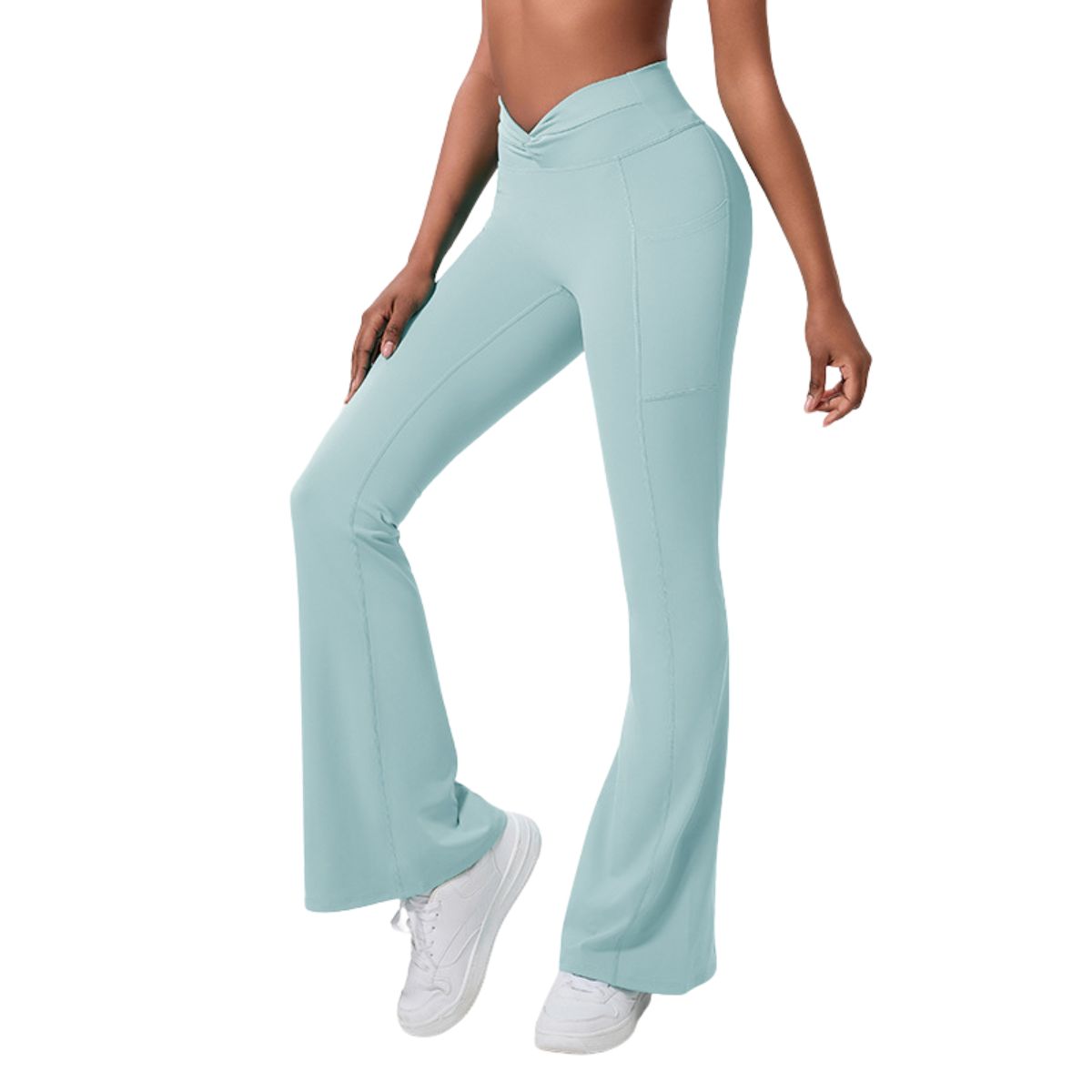 Women's High Waist Flare Yoga Pants With Pockets Butt Lifting Leggings