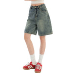 Mud WashedWomen's Vintage Washed Bermuda Denim Shorts