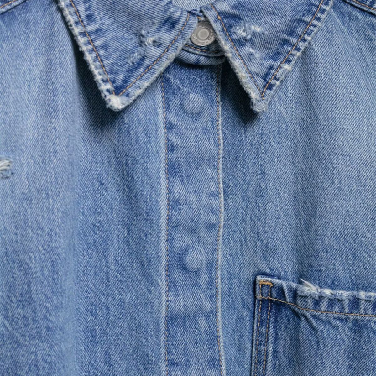 Raw Hem Cropped Ripped Denim Jacket