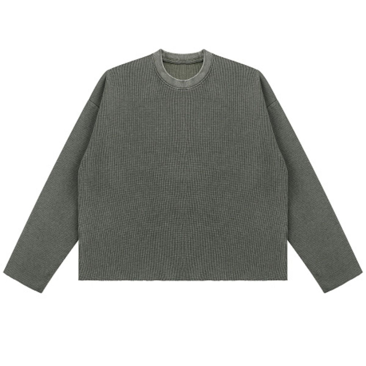 Heavyweight Washed Waffle Cotton Long Sleeve Tee 340G