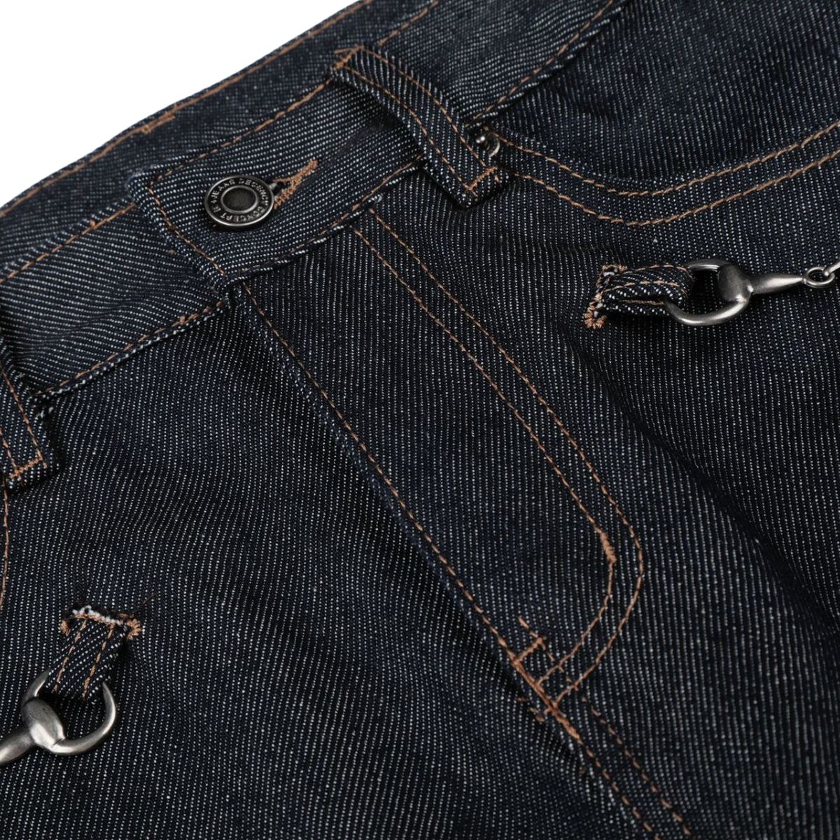 Raw Denim Wide Leg Metal Hardware Jeans