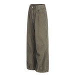 Men's Washed Punk Pleated Loose-Fit Casual Wide-Leg Denim Pants