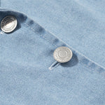 Light Blue Button-Front Denim Maxi Dress