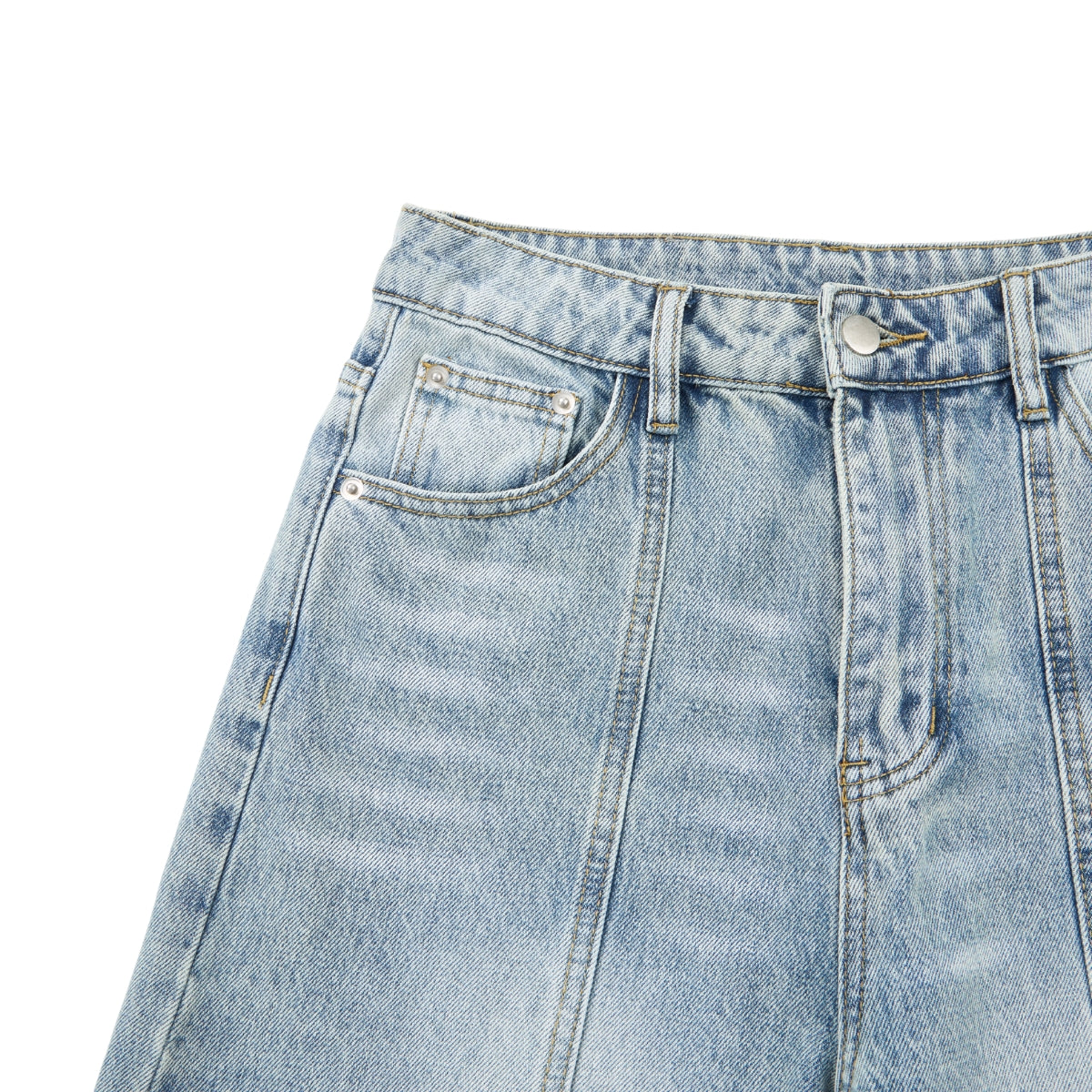 Draped Wide-Leg Relaxed Baggy Jeans