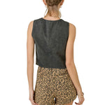 Women's Self tied Cropped Denim Vest