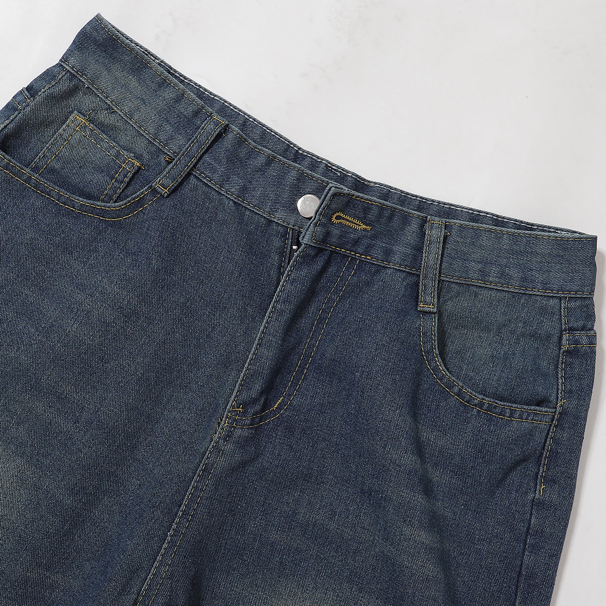 Vintage Washed Knee Length Denim Bermuda Shorts