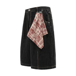 Checkered Bandana Baggy Denim Bermuda Shorts