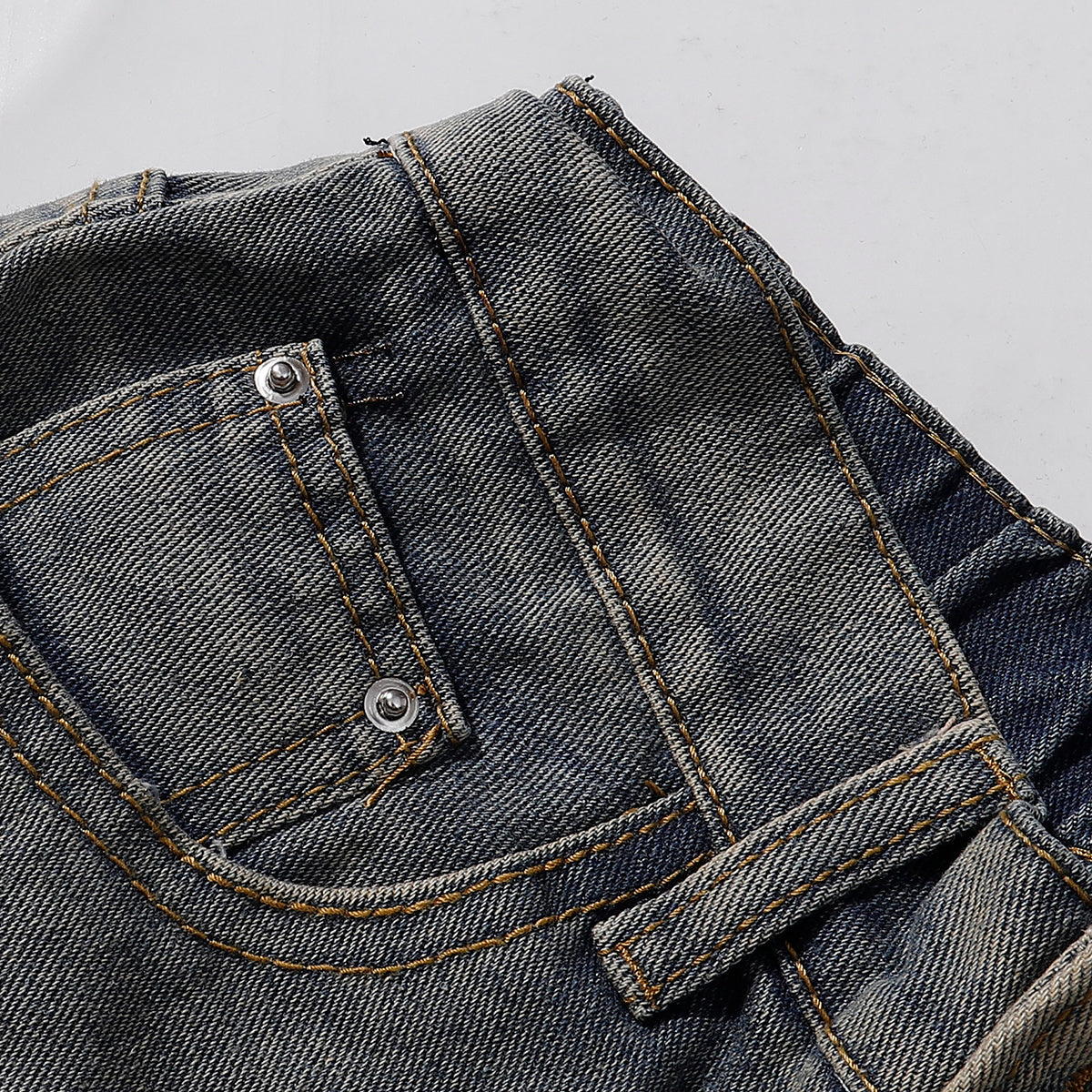 Dog Embroidery Design Vintage Washed Denim Shorts