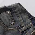 Dog Embroidery Design Vintage Washed Denim Shorts