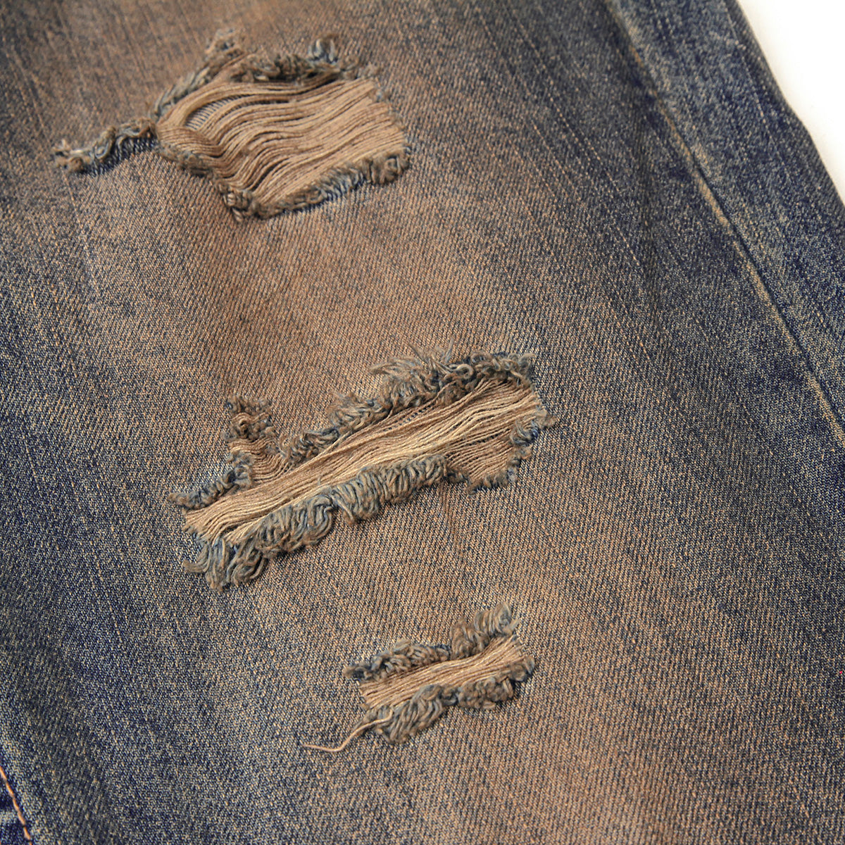 Muddy Wash Straight Leg Ripped Jeans