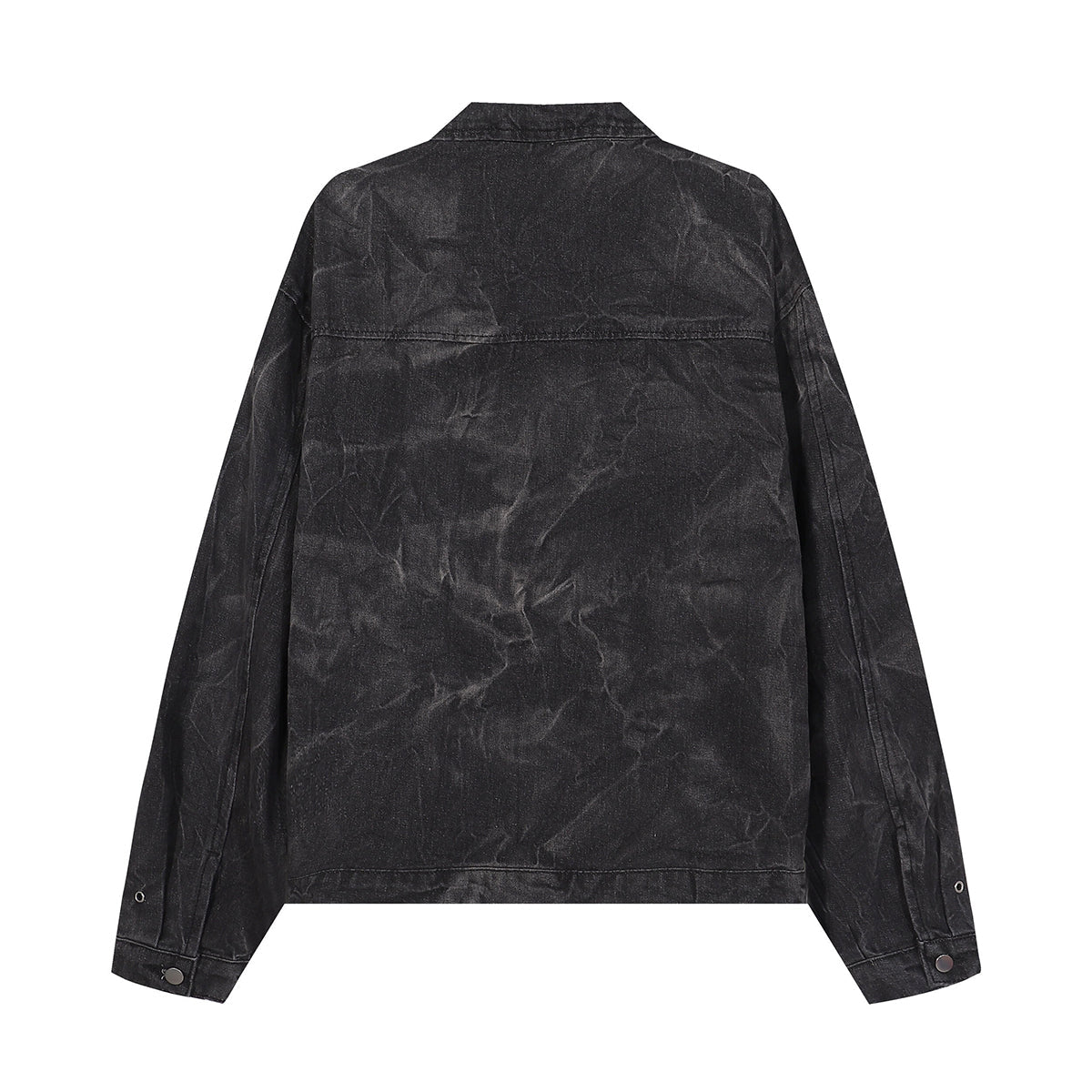 Streetwear Black Washed Denim Jacket