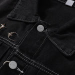 Abstract White Embroidery Denim Jacket