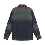 Plaid Patchwork Denim Trucker Jacket