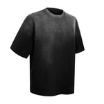 Waffle Knit Spray Dyed Distressed Raw Edge Tee