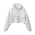 Women's Solid Zip-Front Cropped Hoodie